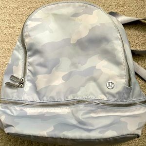 Gently used lululemon backpack.. 
Colour - Camo starlight multi.
